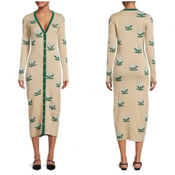 NWT Rhode Avery Floral Knit Midi Sheath Silhouete Sweater Dress Size XL - Picture 2 of 2